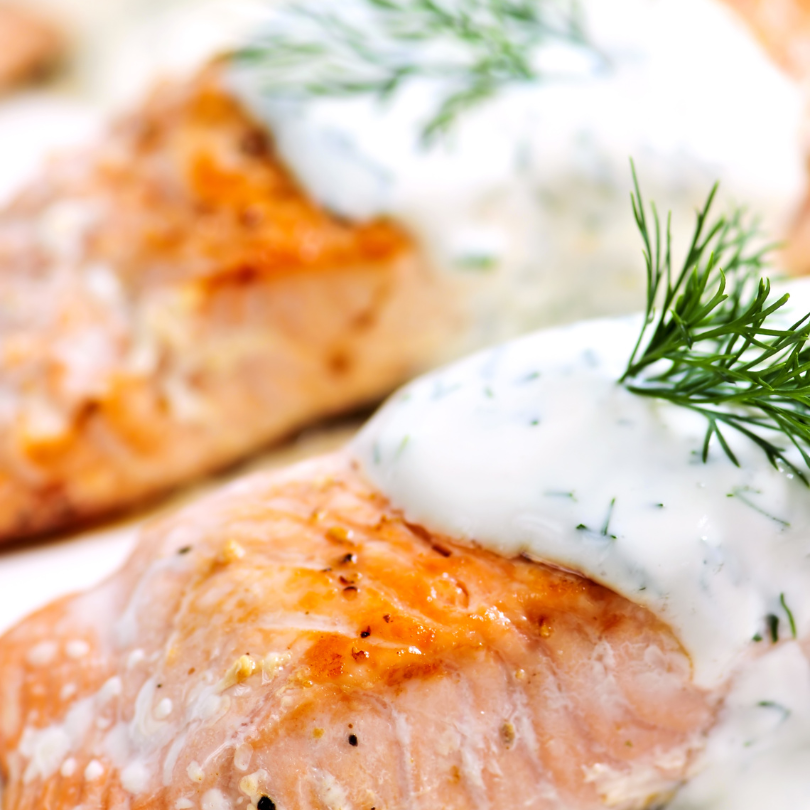 Poached Atlantic Salmon with Fresh Dill Hollandaise Sauce